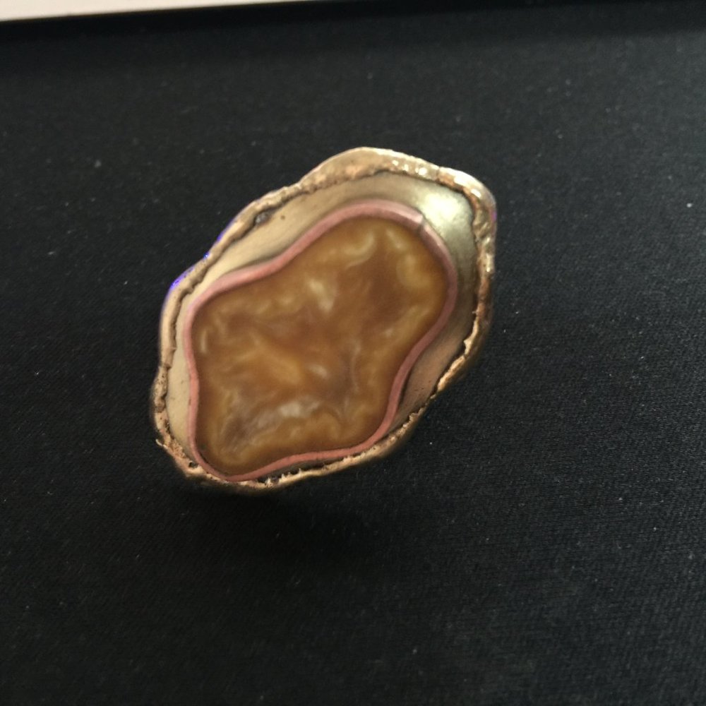 Brass Copper Primitive Abstract Adjustable Ring - image 2